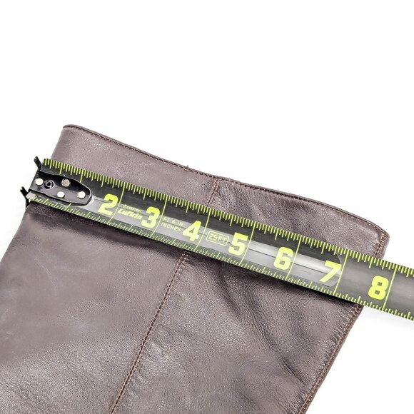 Nine West Teardrop Dark Brown Leather Vintage 90s Slip-on Tall Boots sz 9 - Picture 6 of 8